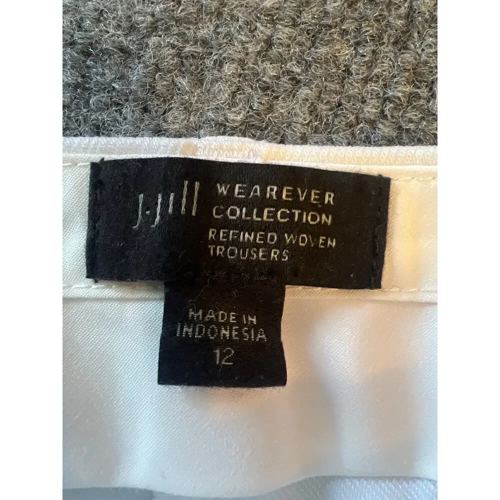 J.Jill Wearever Refined Twill Slim Leg Trousers Size 12 Cream